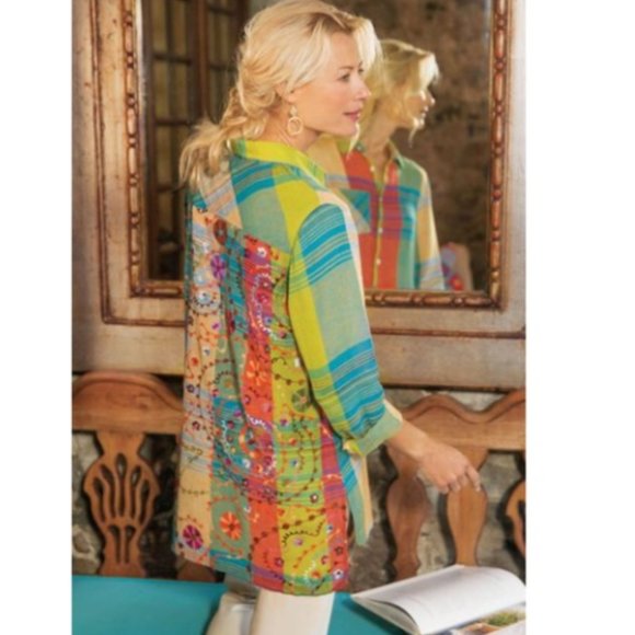 Soft surroundings Manchester Linen blend Shirt szM - Picture 1 of 10